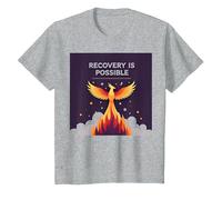 Recovery is Possible Phoenix Rising Inspirational T-Shirt, Kids, Heather Grey, 12 Years