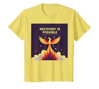 Recovery is Possible Phoenix Rising Inspirational T-Shirt, Kids, Lemon, 10 Years
