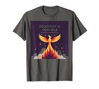 Recovery is Possible Phoenix Rising Inspirational T-Shirt, Men, Asphalt Grey, X-Large