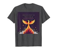 Recovery is Possible Phoenix Rising Inspirational T-Shirt, Men, Dark Heather Grey, XL