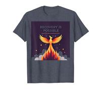 Recovery is Possible Phoenix Rising Inspirational T-Shirt, Men, Heather Blue, XL