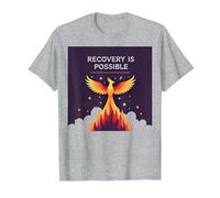 Recovery is Possible Phoenix Rising Inspirational T-Shirt, Men, Heather Grey, M