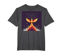 Recovery is Possible Phoenix Rising Inspirational T-Shirt, Men's Big and Tall, Dark Heather Grey, 4X Tall