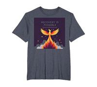 Recovery is Possible Phoenix Rising Inspirational T-Shirt, Men's Big and Tall, Heather Blue, 4X Tall
