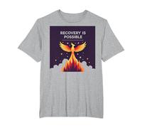 Recovery is Possible Phoenix Rising Inspirational T-Shirt, Men's Big and Tall, Heather Grey, 6X Tall