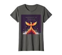 Recovery is Possible Phoenix Rising Inspirational T-Shirt, Women, Asphalt Grey, X-Small