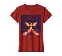 Recovery is Possible Phoenix Rising Inspirational T-Shirt, Women, Cranberry Red, X-Large
