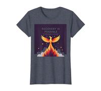 Recovery is Possible Phoenix Rising Inspirational T-Shirt, Women, Heather Blue, XL