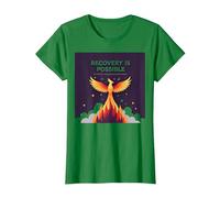 Recovery is Possible Phoenix Rising Inspirational T-Shirt, Women, Kelly Green, Medium
