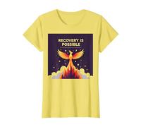 Recovery is Possible Phoenix Rising Inspirational T-Shirt, Women, Lemon, M