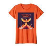 Recovery is Possible Phoenix Rising Inspirational T-Shirt, Women, Orange, Medium