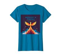 Recovery is Possible Phoenix Rising Inspirational T-Shirt, Women, Sapphire Blue, Medium