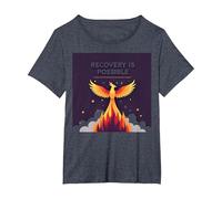 Recovery is Possible Phoenix Rising Inspirational T-Shirt, Women's Plus, Heather Blue, 2X