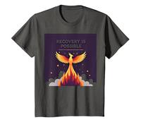 Recovery is Possible Phoenix Rising Inspirational T-Shirt, Youth, Asphalt Grey, Medium