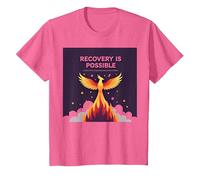 Recovery is Possible Phoenix Rising Inspirational T-Shirt, Youth, Pink Heather, Large