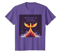 Recovery is Possible Phoenix Rising Inspirational T-Shirt, Youth, Purple Heather, X-Small