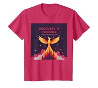 Recovery is Possible Phoenix Rising Inspirational T-Shirt, Youth, Red Heather, Small