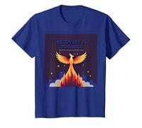 Recovery is Possible Phoenix Rising Inspirational T-Shirt, Youth, Royal Blue, Medium