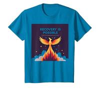 Recovery is Possible Phoenix Rising Inspirational T-Shirt, Youth, Sapphire Blue, Medium