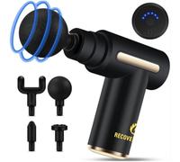 Recovery+ Mini Deep Tissue Handheld Electric Massager, to Massage Sore Muscles After Intense Workouts/Relaxation, Very Quiet, Portable, 4 Different Attachments, 6 Speeds, Batteries Included, (Black)