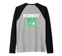 Recovery Mode Get Well Surgery Injury Gym Meme ON Back Raglan Baseball Tee