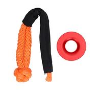 Recovery Ring Winch Rope Set Aluminum Alloy Nylon Rope Soft Shackle Recovery Ring Kit for Vehicle Rescue (Black) (Red)