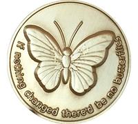 RecoveryChip If Nothing Changed There'd Be No Butterflies Bronze Serenity Prayer Medallion Butterfly Pocket Token