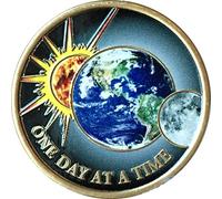 RecoveryChip One Day At A Time Universe Sun Moon Earth Medallion Color Serenity Prayer Chip