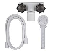 RecPro 4" RV Tub and Shower Diverter Faucet White/Smoke with Handheld Shower Head & Hose