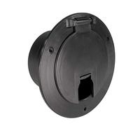 RecPro RV Black Power Cord Hatch Cover | UV-Stabilized Plastic | Snap Lock Door | Accepts up to 50 Amp Cord | Made in America