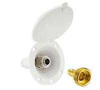 RecPro RV Exterior Spray Port Hook-Up Connector | Optional Hose with Sprayer or Quick Connector | RV Exterior Shower Port (White, Quick Connector)