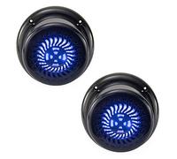 RecPro RV Flush Mount Speaker | 5.25" Black Wavy Blue LED | Waterproof (2 Pack)