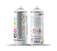 RECREATE Grey Spray Primer for Wood, Metal, Plastic | Quick Drying, Smooth, Durable, Easy-to-Apply, Multi-Surface | Suitable for Indoor/Outdoor | For Furniture, Craft, Doors, Pots, Frames
