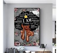 Recrtain African American Wall Art Black Queen Flower Girl Wall Art Black Canvas Poster Black Girl Crown Art Afro Prints Queen Wall Pictures for Living Room Decor