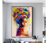 Recrtain African American Wall Art Colorful Black Woman Canvas Paintings, Graffiti Canvas Wall Art Posters and Prints African Woman Modern Art Picture for Living Room Bedroom Office Decor Unframed