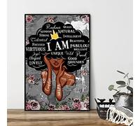 Recrtain Black Queen Wall Art African American Flower Girl Wall Art Abstract Nordic Posters Black Women Canvas Prints for Living Room Bedroom Home Decor