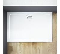 Rectangle 1100 x 800mm Slimline Walk in Wet Romm Stone Resin Shower Tray for Shower Enclosure Cubicle with Waste Trap