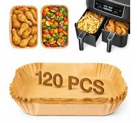 Rectangle Air Fryer Liners 22cm x 14cm - 120 Pack, Silicone-Lined Disposable Inserts, Non-Stick Greaseproof Basket Liners, Compatible with Ninja, Tower & Philips Air Fryers (Rectangle - 120pc)