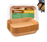 Rectangle Air Fryer Liners for CHEFMAN 6 Quart Dual Basket Air Fryer Oven, Ninja double Dual Liners Disposable, 200Pcs Rectangular Parchment Paper Liner for COSORI 9Qt Double Air Fryer with 2 Baskets