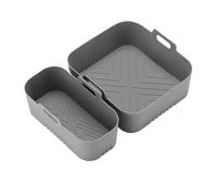 Rectangle Air Fryer Silicone Liner 3L/6L Big Small Double Basket，Compatible for Philips，NA350 Airfryer Accessories Silicone Basket Mold(Grey)