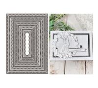 Rectangle Background Panel Die Cuts for Card Making, Crossed Dashed Lines Labels Tags Metal Cutting Dies for Paper Scrapbooking, DIY Stencils for Album Party Wedding Festivals Decoration