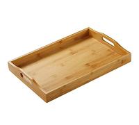 Rectangle Bamboo Butler Serving Tray - wooden tray with handles - Great for dinner trays, tea tray, bar tray, breakfast Tray, or any food tray (1 Pack)