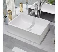 Rectangle Basin Round Ceramic Bathroom Sink Counter Top Basin White 41x30x12 cm