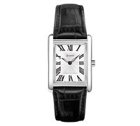 Rectangle Black Leather White Dial Ladies Watch
