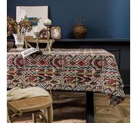 Rectangle Bohemia Tablecloth, Exotic Boho Geometric Pattern Table Cloth 140x200cm, Thick Jacquard Fabric Table Cover for Kitchen Dining Tea Coffee Table (Multi-Color 1, 55x79 Inch)