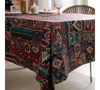 Rectangle Bohemia Tablecloth, Exotic Boho Geometric Pattern Table Cloth 140x200cm, Thick Jacquard Fabric Table Cover for Kitchen Dining Tea Coffee Table (Multi-Color 2, 55x79 Inch)