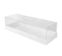 Rectangle Cake Stand, Acrylic Serving Tray with Clear Lid & Handle 14x5x4 Inch Dust-Proof Multi-Use Donut Stand for Cupcakes, Bread, Cookies, Pastries, Fruits...