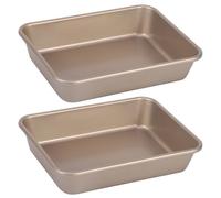 Rectangle Cake Tins for Baking, 2PCS 8.5x6.5 Inch Carbon Steel Oven Tray, Heat-Resistant Non Stick Baking Trays, Washable Dish for Kitchen Pie Cookie Pizza Bread