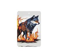 Rectangle Car Air Fresheners Wolf Covered In Fire Pattern 6 Pcs Car Aromatherapy Tablets For Car Wardrobe Shoe Cabinet Eliminate Odors