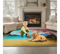 Rectangle carpet Natural Sakura Beach 80 x 150 cm Short Pile for Living Room Light Blue, for Bedroom Living Room Decor Washable Non Shedding Area Rugs